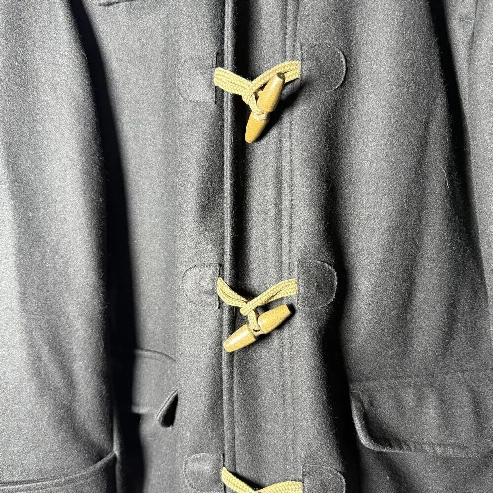 Duffle Coat- A[xist] Black, Size Medium, Wood Toggles Quilted Lining-EXCELLENT